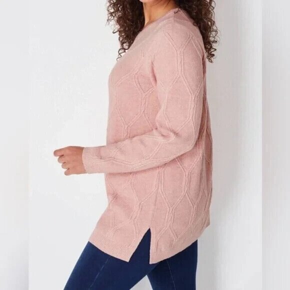 J. Jill Cabled Knit Sweater Tunic Barbie Boho Cottage Grandma Chic Academia L - Picture 3 of 10